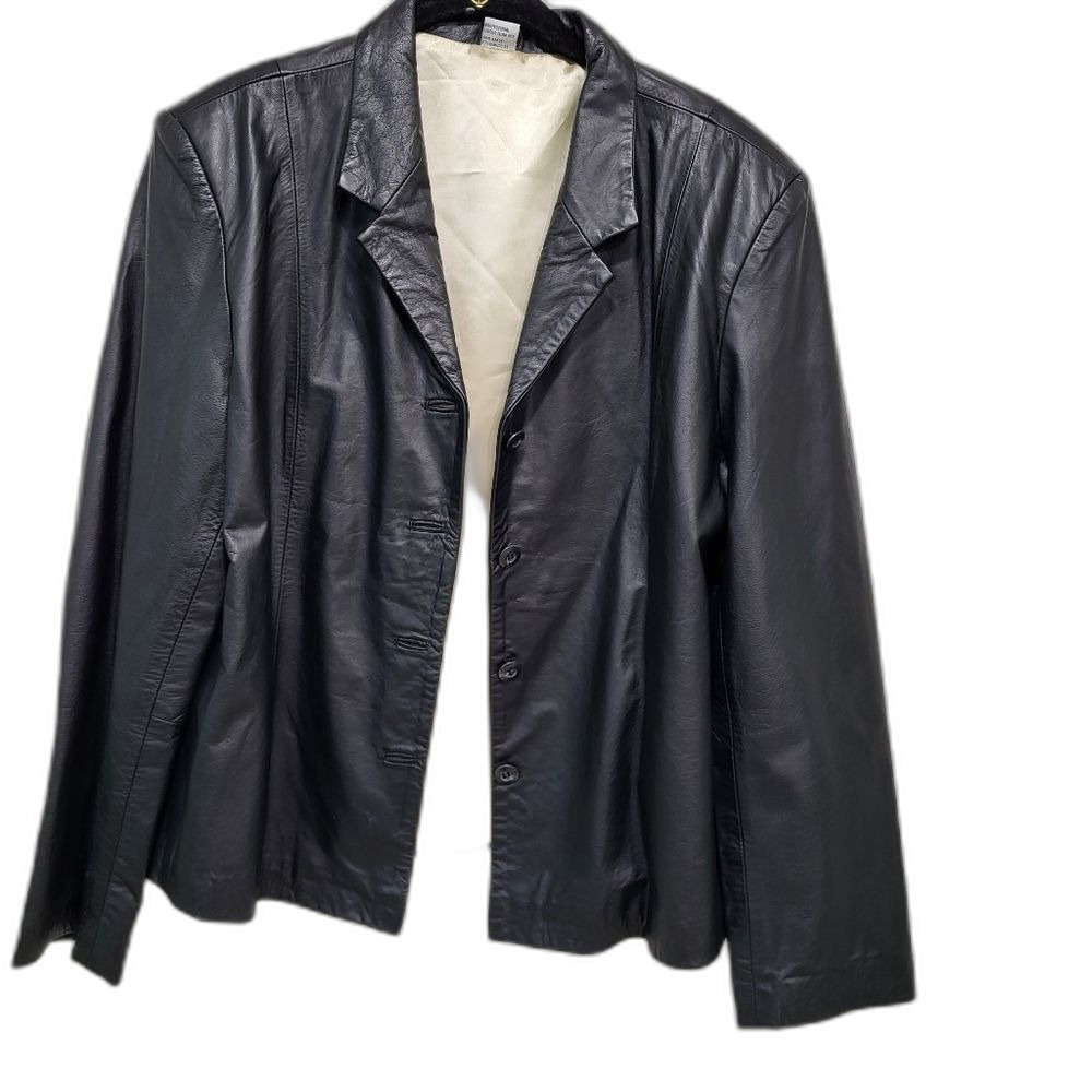 4 Button Leather Blazer